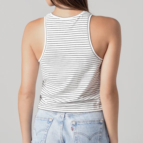 FRAME Le High Racer Striped Tank in Blanc Multi - Picture 2 of 9